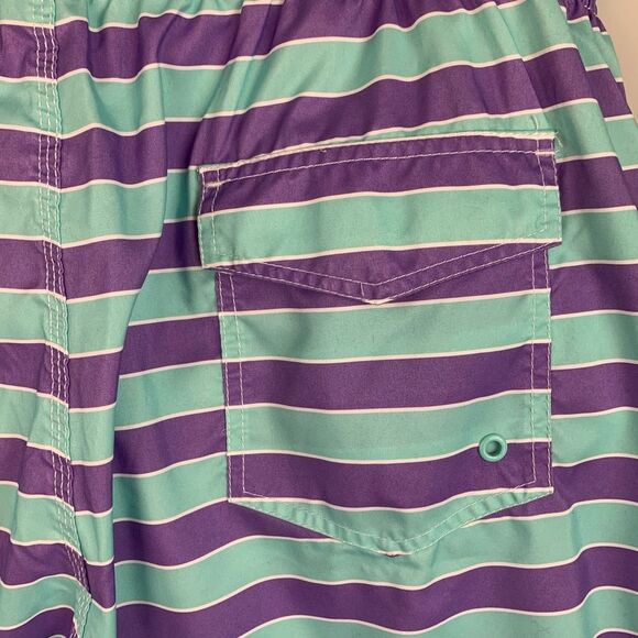 Johnnie-O men’s striped purple and aqua swim trunks size XXL - Picture 7 of 8